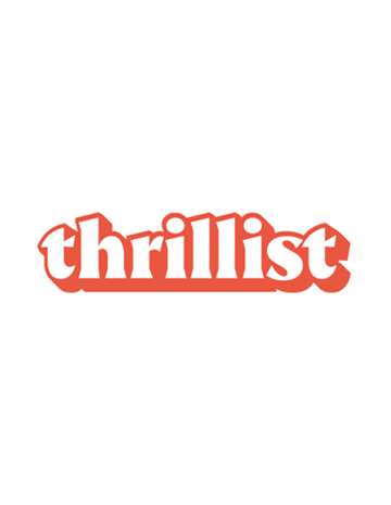 logo for Thrillist magazine -name in all small letters, white with orange outline and shadow