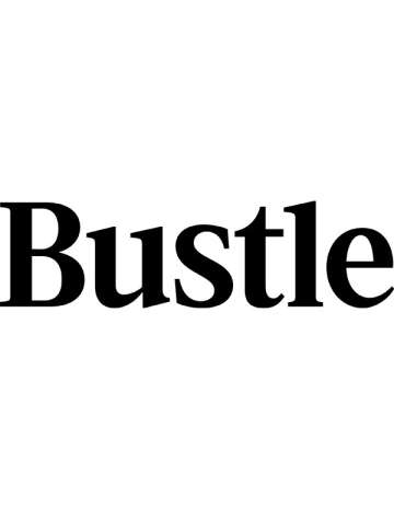 Bustle logo is heavy serif font with first letter capitalized