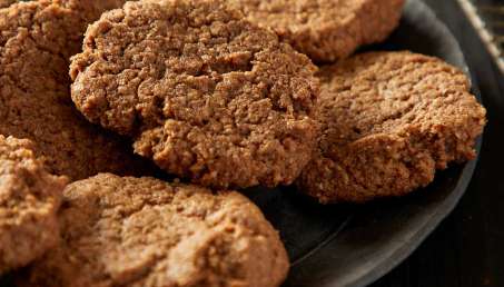 close-up of plate of brown cookies