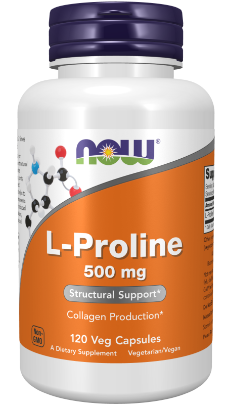 L-Proline 500 mg - 120 Veg Capsules Bottle Front