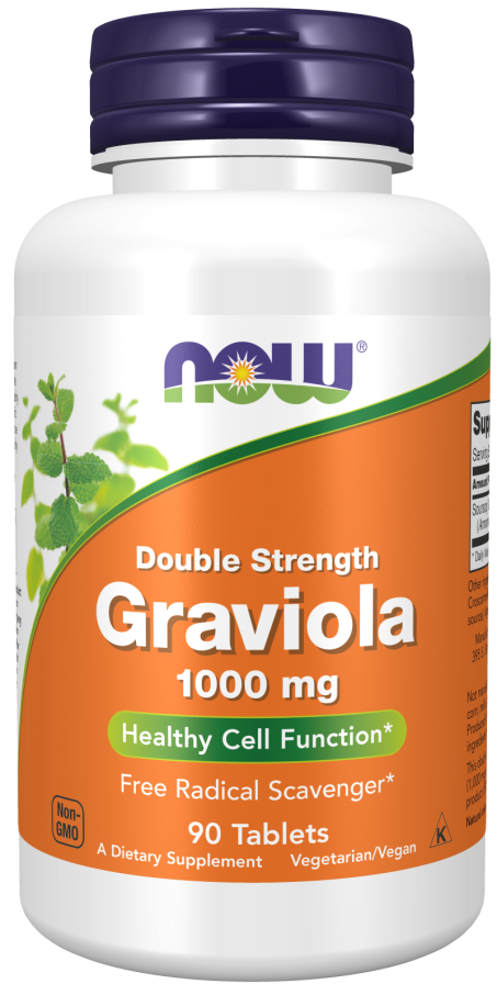 Graviola 1000 mg, Double Strength - 90 Tablets Bottle Front