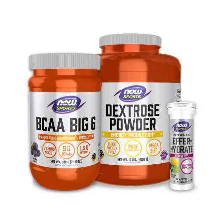 NOW Sports BCAA Big 6, Dextrose Powder, Effer-Hydrate. 