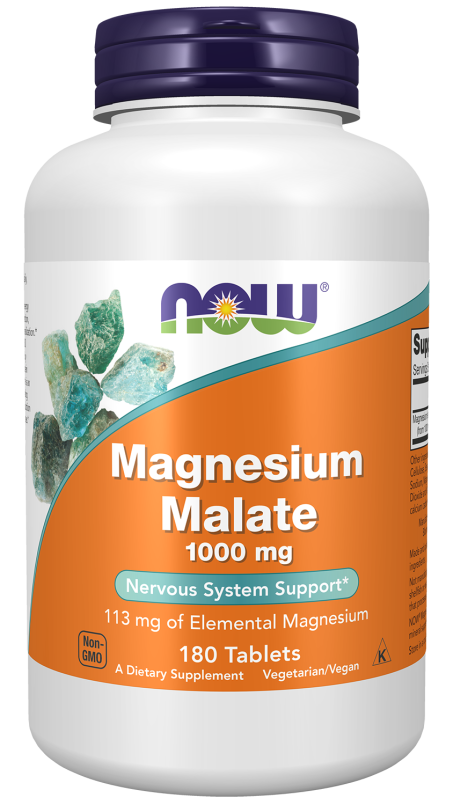 Magnesium Malate 1000 mg - 180 Tablets Bottle Front