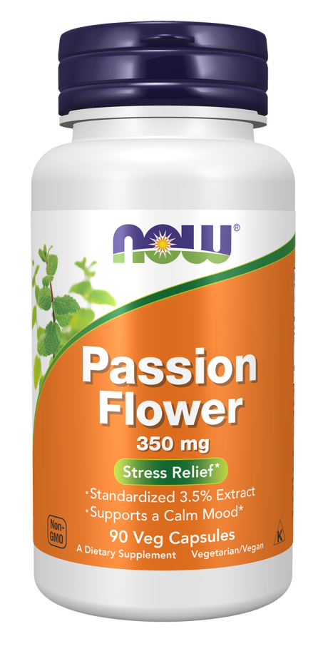 Passion Flower 350 mg - 90 Veg Capsules Bottle Front