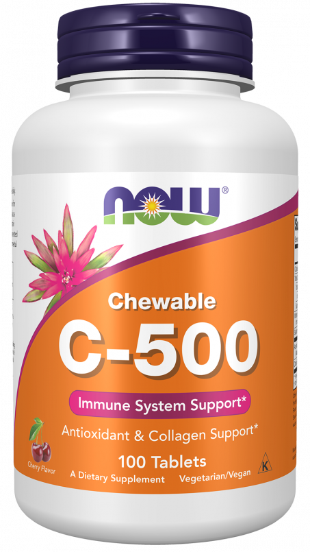 Vitamin C-500 Cherry Chewable - 100 Tablets Bottle Front