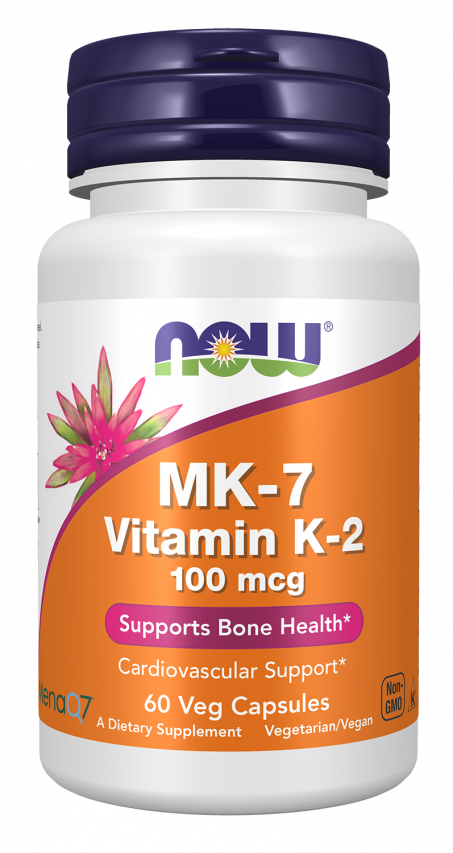 MK-7 Vitamin K-2 100 mcg - 60 Veg Capsules Bottle Front